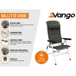 Vango Balletto Tall Camping Chair -Family Camp Gear Store Balletto Chair Heather Grey Features 56650.1675769559